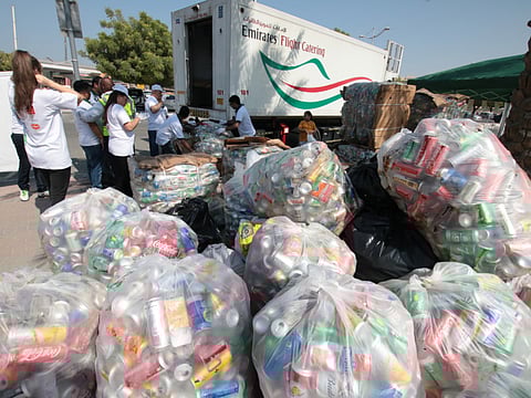 File pic of Emirates Environmental Group's can collection drive in 2017.