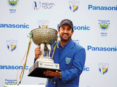 Indian golfer Shiv Kapur, in this file picture, poses with Panasonic Indian Open golf tournament on the Asian Tour. 