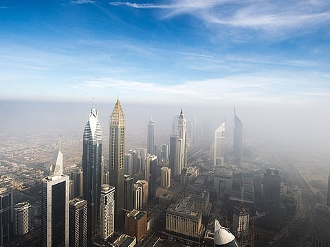Fog engulfs towers in Dubai
