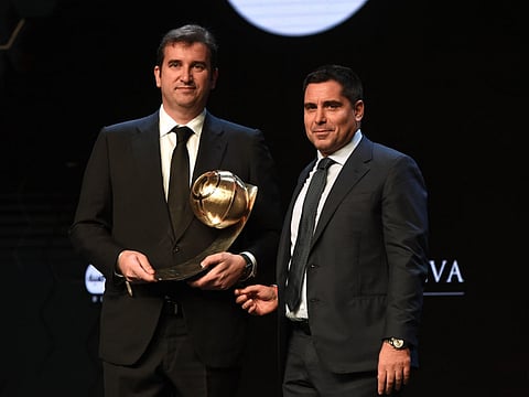 Manchester City’s Ferran Soriano (left) during a sports awards ceremony in Dubai late last year. 