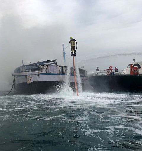 14 sailors rescued after a fire on a vessel