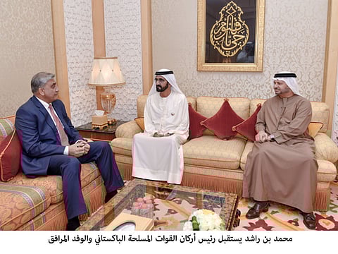 Mohammad Bin Rashid receives General Bajwa