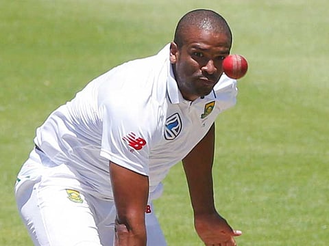South Africa's Vernon Philander bowls.