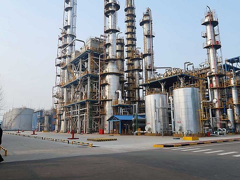 Shandong Haike refinery in Dongying, Shandong province, China. Oil prices on Friday posted a first weekly loss in seven weeks, with rising number of worldwide COVID-19 cases putting pressure on oil markets with fears of a second wave.