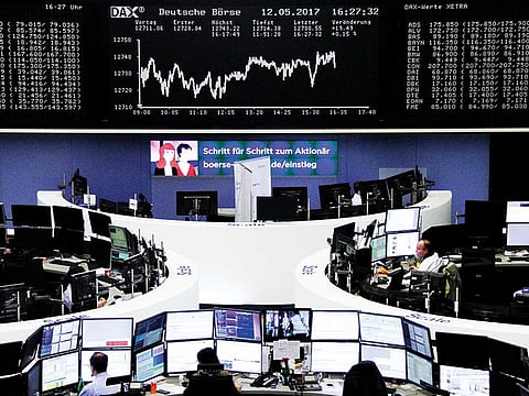 The stock exchange in Frankfurt. MSCI’s gauge of stocks across the globe shed 0.35 per cent on Friday.