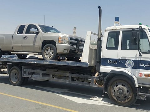  A vehicle being impounded in Sharjah. For illustrative purposes only. 
