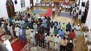 Muslim workers offer Maghrib prayers in Al Ain church