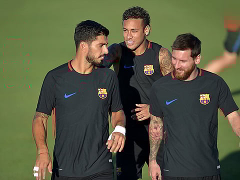 Neymar (centre) formed an awesome combination with Luis Suarez (left) and Lionel Messi during his Barcelona days.
