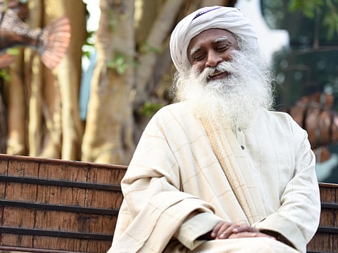 File photo of Jaggi Vasudev, popularly-known as Sadhguru, during during an interview in Dubai