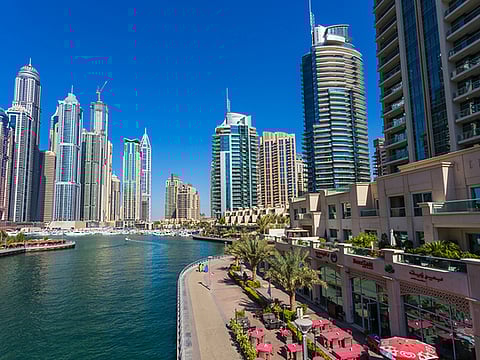 A view of the Dubai skyline.
