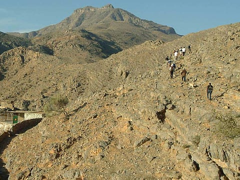 The Emirati man was rescued after he rolled off the mountain in Jebel Yanis, Ras Al Khaimah, today. Picture for illustrative purposes only.