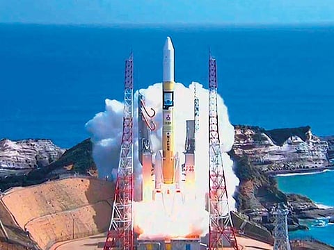 File photo: UAE’s KhalifaSat successfully lifts off into space on board H2-A rocket from Japan’s Tanegashima Space Centre.
