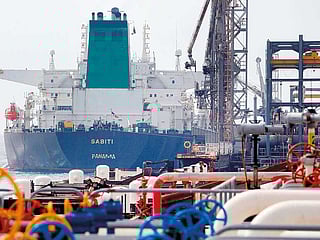 A Panamanian tanker docking at the platform of the oil facility in the Khark Island, Iran. File photo. 