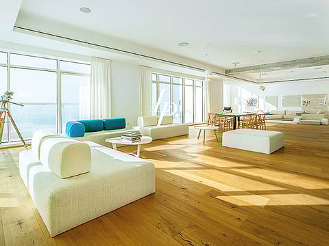 A 7,685-sq-ft four-bedroom penthouse on the 59th floor of Emirates Crown in Dubai Marina, priced at Dh17.5 million