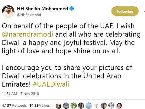 A screen grab of Shaikh Mohammad's tweet.