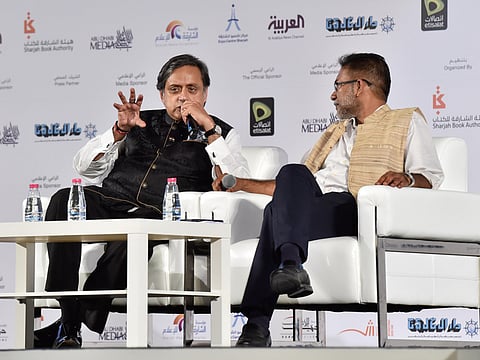 Former Indian Minister of Foreign Affairs, Shashi Tharoor speaking at a National Media council Interactive session on India UAE ties. 