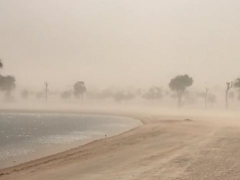 Winds kicked up dust at Al Qudra