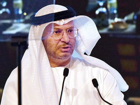 Dr Anwar Gargash giving the keynote speech at the  Fifth Abu Dhabi Strategic Debate at the Emirates Palace.