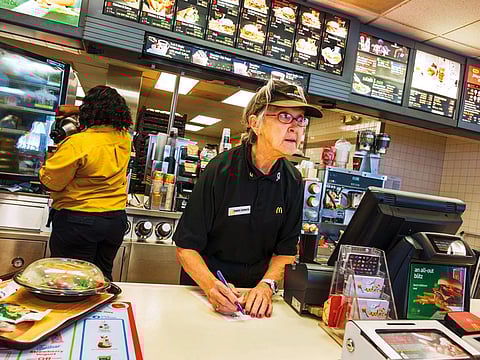Senior citizen replace Fast Food Restaurant servers