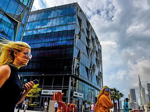 The overcast sky above Dubai Design District yesterday. The weather is expected to remain unstable until tomorrow.