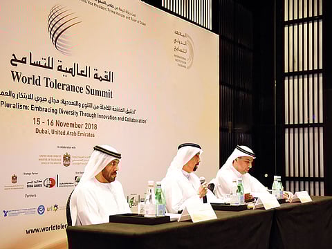 From Left: Khalifa Al Suwaidi, Dr Hamad Al Shaibani and Dawood Al Shezawi at the press conference. 