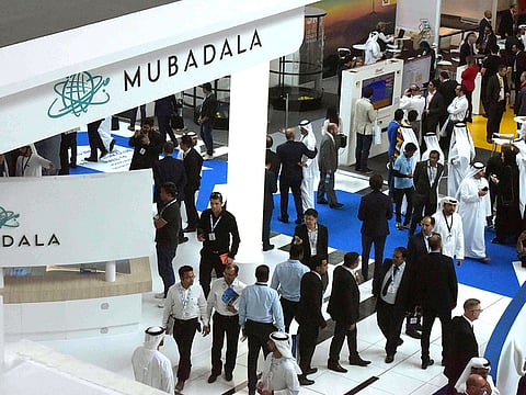 The Mubadal pavilion at Adipec. Mubadala Petroleum also agreed to purchase a 20 per cent participating interest from ENI’s share in the Nour North Sinai Offshore Area concession in Egypt this week.