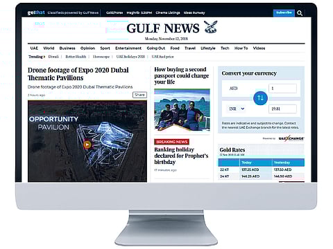 The new Gulf News website on a desktop computer