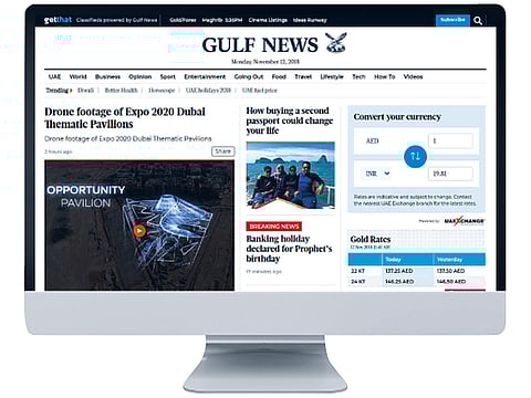 The new Gulf News website on a desktop computer