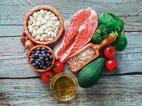 Wild fatty fish (salmon, sardines, mackerel, herring), avocados, nuts, seeds and olive oil are all sources of healthy fats