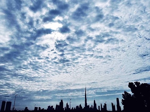 Dubai skyline on a cloudy day. 