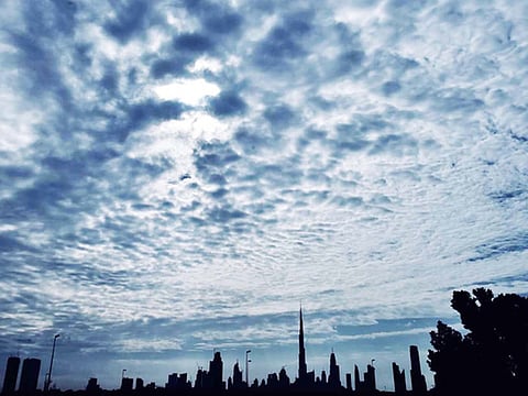 Dubai skyline on a cloudy day. 
