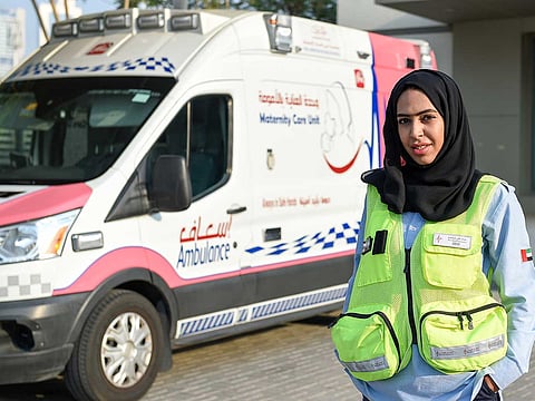 Khowla Ali Al Beloushi says she loves her job because it gives her the ability to be among the first to help someone in need.