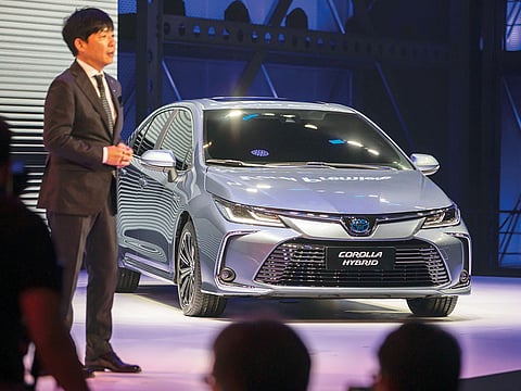 Toyota’s all-new Corolla on display at the Guangzhou International Automobile Exhibition in China.