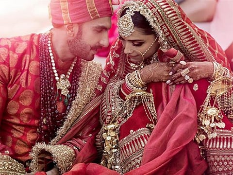 Deepika Padukone and Ranveer Singh on their wedding day. 