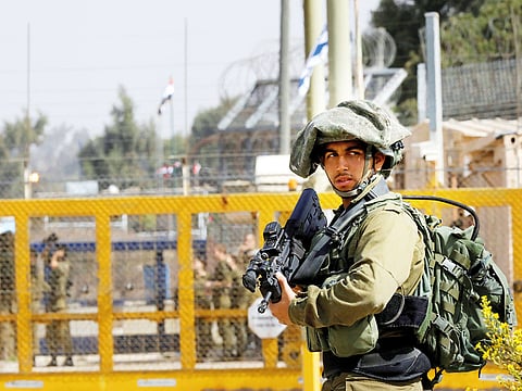 An Israeli soldier near the Quneitra crossing in the Golan Heights between Israel and Syria. 