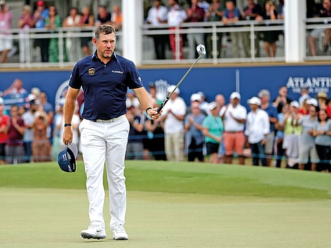 England’s Lee Westwood acknowledges the crowd at the DP World Tour Championship in Dubai