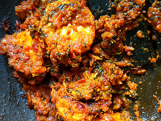 Shrimp Ularthiyuthu or Kerala Shrimp Dry Roast