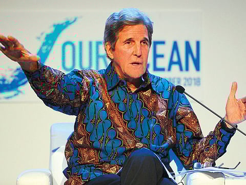 Former US secretary of state John Kerry at the fifth Our Ocean Conference in Nusadua, Indonesia’s resort island of Bali, on October 29.