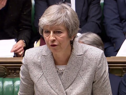 A video grab from footage broadcast by the UK Parliament's Parliamentary Recording Unit (PRU) shows Britain's Prime Minister Theresa May giving a statement to the House of Commons in London on November 22, 2018, on the draft declaration, laying out plans for future relations with the European Union.