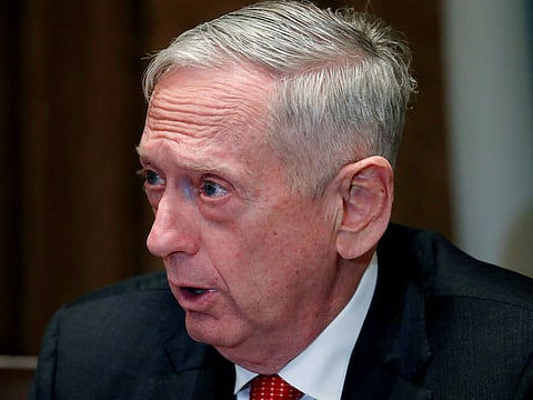 U.S. Defense Secretary James Mattis answers a question from the news media as U.S. President Donald Trump spoke during a gathering for a briefing from his senior military leaders in the Cabinet Room at the White House in Washington, U.S., October 23, 2018.