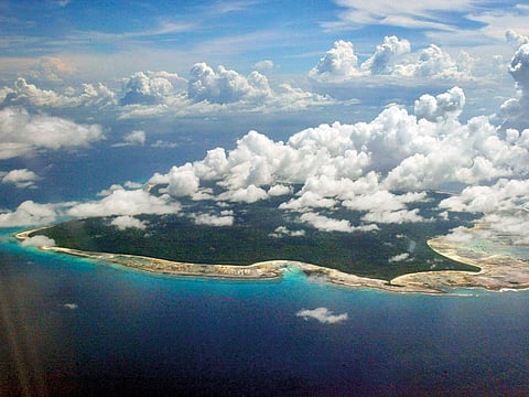 Clouds hang over the North Sentinel Island, in India's southeastern Andaman and Nicobar Islands. 