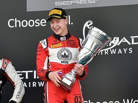 Nikita Mazepin, seen in a file picture in Abu Dhabi, will be out of action after testing Covid positive. 