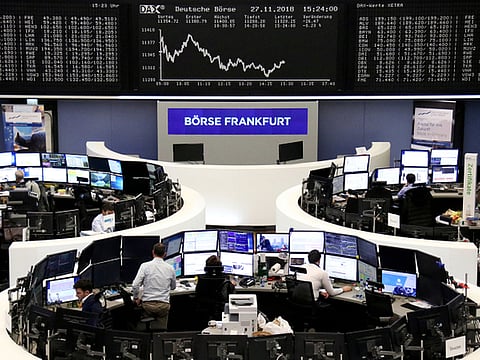 The German share price index DAX graph is pictured at the stock exchange in Frankfurt, Germany, November 27, 2018. 