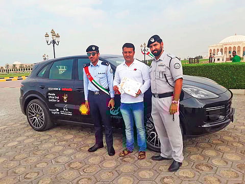 Mohammad Hassan was pulled over by the Sharjah Police yesterday and presented the award.