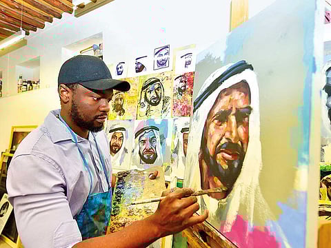 Hearing and speech impaired Zambian artist Victor Sitali’s portraits of UAE Rulers will be featured in three exhibitions.