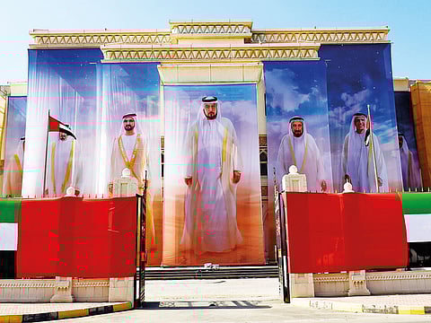 Portraits of the UAE Rulers adorn the Sharjah Directorate of Town Planning and Survey building.