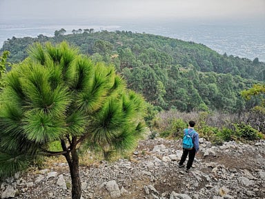 Adventure lovers hike in Margalla Hills in Islamabad. 