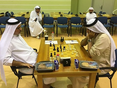 Candidate Master Najib Saleh (right) of Dubai against Mohammad Altaher of Sharjah in a first-round match. The game ended in a draw.