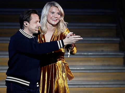 Ada Hegerberg (R) dances with French DJ and producer Martin Solveig after receiving the 2018 FIFA Women's Ballon d'Or award at the Grand Palais in Paris. Martin Solveig apologised and said he was taken aback by the stormy reaction online after he asked the inaugural women's Ballon D'Or winner Ada Hegerberg whether she could "twerk" live on stage. 
