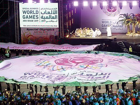 Emirati performers were put into the global sporting spotlight as the UAE capital officially began the countdown for the Special Olympics World Games in March